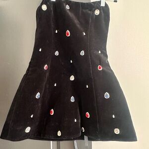 Embellished Black Velvet Skirt